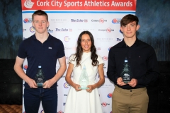 At the River Lee Hotel for the Cork CIty Sports Athlete of the Month Awardss for July, August September were Recipients L to R. Eoin O’Callaghan, ( Bandon AC ). Sinead O’Connor ( Leevale AC ) and Sean Carmody ( Leevale AC )  L to R., Back Row, Mark Walk Treasurer CCS,  Ken Perrott 96FM C103, Lisa Sweeney, Marketing Executive, Examiner, Ray Shanahan, Chairman CCS, Tony O’Connell VP., Cork City Sports, Eoghan Dinan, ECHO /Examiner, Jerome Favory, The River Lee Hotel, Michael O’Connell CCS and  Emmet Dunlea Cork 96FM.